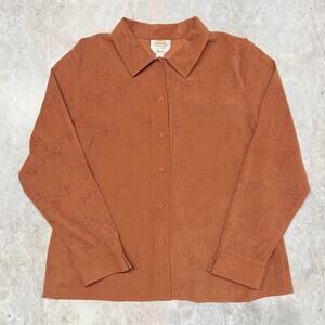 Talbots Faux Suede Praire Long Sleeve Buttoned Down Shirt.